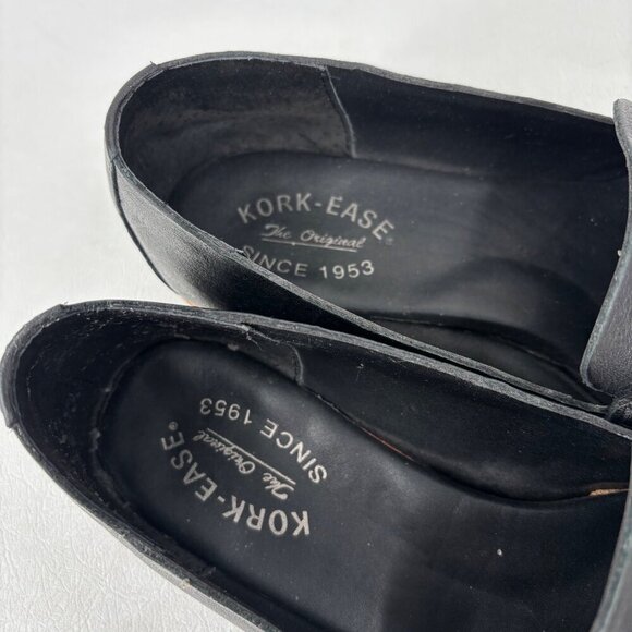 Kork-Ease Meg Leather Loafers Womens Size 8.5 Black Low Block Heel Flat Slip On - Picture 2 of 10